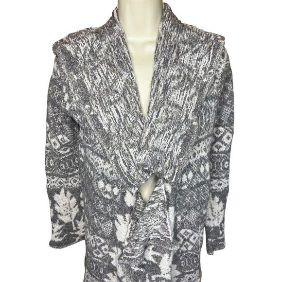 Casmari Cashmere Grey & White Open Front Long Cardigan Size 2 (Medium) - Picture 3 of 7